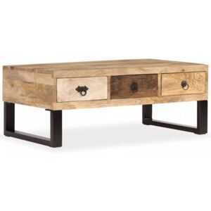 VidaXL Coffee Table with 3 Drawers Solid Mango Wood 90x50x35 cm