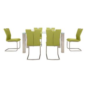 Ideas 160cm Dining Table with White Tabletop and 6 Handle-back Dining Chairs with Round-Edged Cantilever Bases