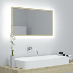 VidaXL LED Bathroom Mirror Sonoma Oak 80x8.5x37 cm Chipboard