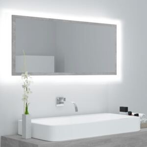 VidaXL LED Bathroom Mirror Concrete Grey 100x8.5x37 cm Chipboard
