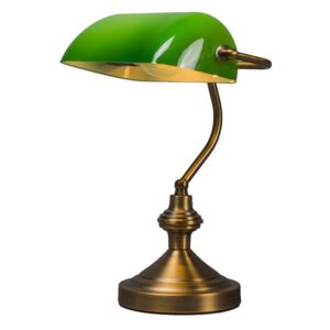 Smart classic table lamp bronze with green glass incl. Wifi A60 - Banker