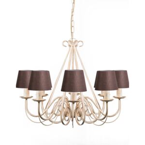 Chandelier beige 60 cm with brown clamp caps - Giuseppe 8