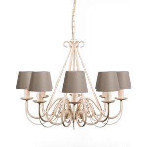 Chandelier cream 60 cm with taupe clamp caps - Giuseppe 8