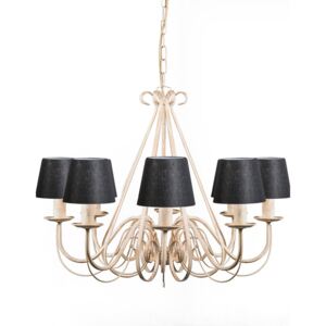 Chandelier Aged White with Black Linen Clamp Shades - Giuseppe 8