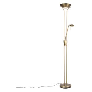 Bronze floor lamp with reading lamp incl. LED and dimmer - Diva 2