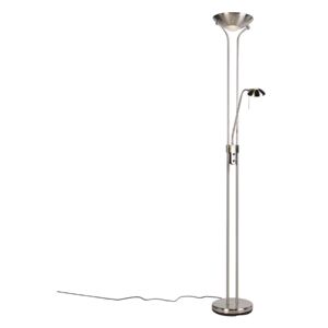 Steel floor lamp with reading lamp incl. LED and dimmer - Diva 2