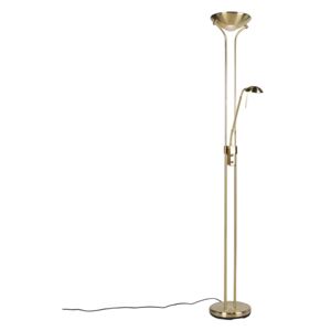 Floor lamp gold with reading lamp incl. LED and dimmer - Diva 2