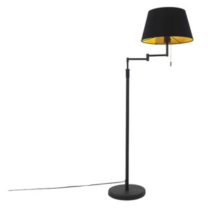 Floor lamp black with black shade and adjustable arm - Ladas