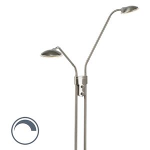 Modern floor lamp steel with reading lamp incl. LED - Eva