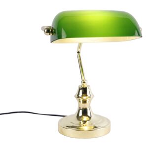 Classic notary lamp brass with green - Banker