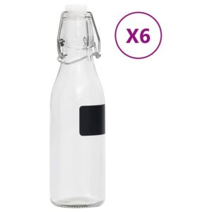 150709 Glass Bottles with Clip Closure 6 pcs Round 250 ml