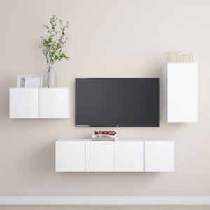 3078677 4 Piece TV Cabinet Set White Chipboard (804510+803326)
