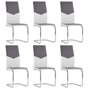 3054736 Cantilever Dining Chairs 6 pcs Grey Faux Leather (282042+282043) (UK/FI/IE/NO only)
