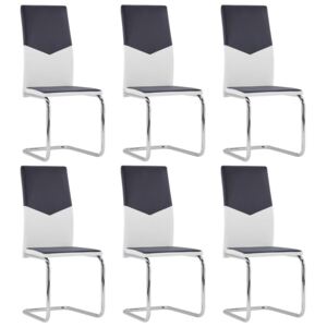 3054737 Cantilever Dining Chairs 6 pcs Black Faux Leather (282044+282045) (UK/FI/IE/NO only)