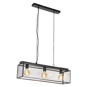 Industrial hanging lamp black 3-light - Cage Robusto