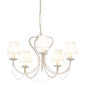 Chandelier taupe with pleated clamp cap cream 5-light - Como