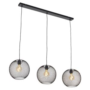 Modern hanging lamp black 3-light - Mesh Ball
