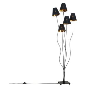 Design floor lamp black with gold 5-lights - Melis