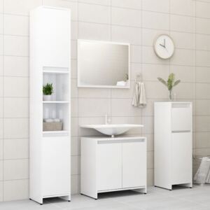 VidaXL 4 Piece Bathroom Furniture Set High Gloss White Chipboard
