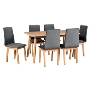 FURNITOP Dining Set DX40 - Table OSLO 5 + Chairs HUGO 5 ( 6pcs.)