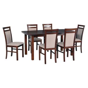 FURNITOP Dining Set DX32 - Table KENT 2 + Chairs MILANO 5 ( 6pcs.)
