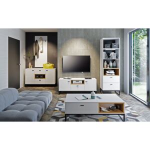 FURNITOP Living Room Furniture OLIER 2 white / oak artisan