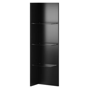 FURNITOP Wall panel with shelves HELIO HE03 black / black glass