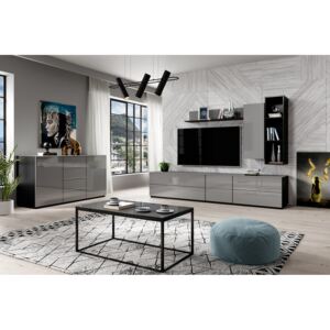 FURNITOP Living room furniture HELIO 1 black / grey glass