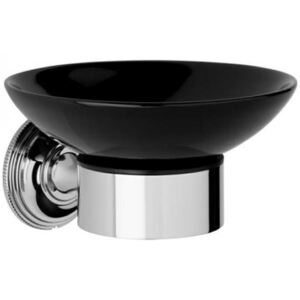 Samuel Heath Style Moderne Soap Holder Black Ceramic N6634B Chrome Plated