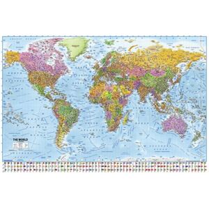 Poster World Map - Flags, (91.5 x 61 cm)