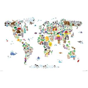 Poster Animal map of the World, (91.5 x 61 cm)