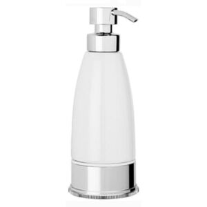 Samuel Heath Style Moderne Freestanding White Ceramic Liquid Soap Dispenser N6666W Chrome Plated