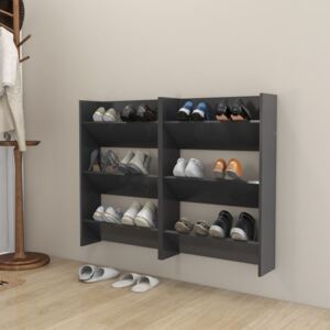 VidaXL Wall Shoe Cabinets 2 pcs Grey 60x18x90 cm Chipboard