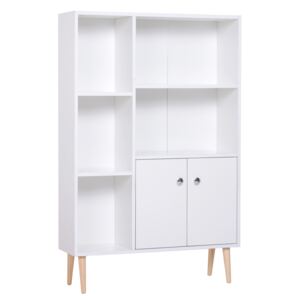 HOMCOM Open Bookcase Cabinet Shelves W/ Two Doors, 80W x 23.5D x 118Hcm-White