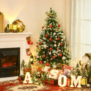 HOMCOM HOMCM 5ft Artificial Snow-Flocked Pine Tree Holiday Home Christmas Decoration with Red Berries