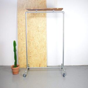 ZIITO RT - Clothes rack on wheels with wooden top shelf