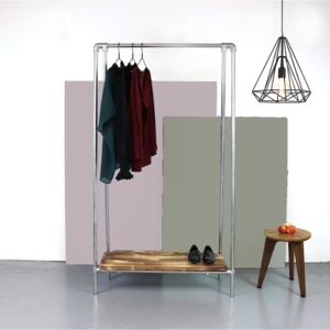 ZIITO SL - Tall clothes rack with wooden bottom shelf