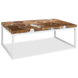 VidaXL Coffee Table Teak Resin 110x60x40 cm White and Brown