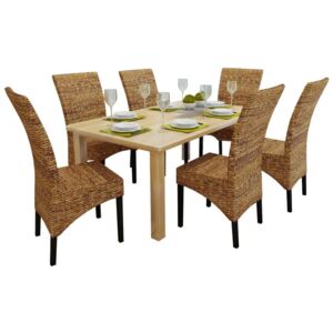 VidaXL Dining Chairs 6 pcs Abaca and Solid Mango Wood