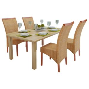 VidaXL Dining Chairs 4 pcs Brown Natural Rattan