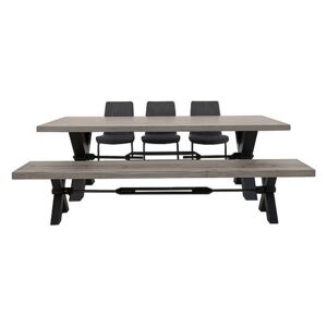Terra Dining Table, 3 Grey Chairs and Bench Dining Set - Grey