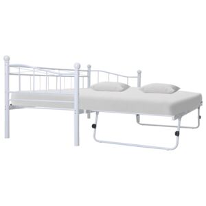 VidaXL Bed Frame White Steel 180x200/90x200 cm