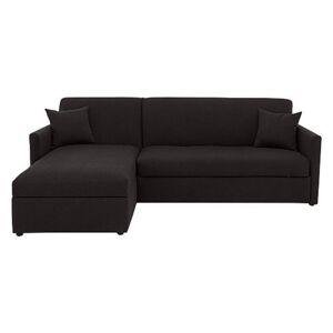 Versatile Small 2 Seater Fabric Chaise Sofa Bed with Slim Arms - Black