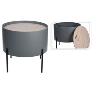 Home&Styling Side Table with Storage Bin MDF and Metal Grey