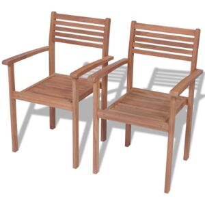 VidaXL Stackable Garden Chairs 2 pcs Solid Teak Wood