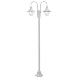 VidaXL Garden Post Light E27 220 cm Aluminium 2-Lantern White