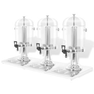 VidaXL Triple Juice Dispenser Stainless Steel 3 x 8 L