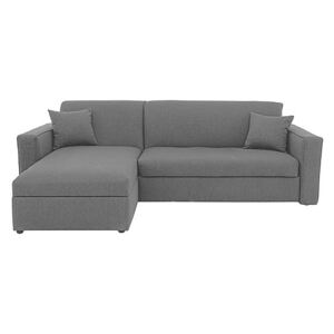 Versatile 2 Seater Fabric Chaise Sofa Bed with Storage with Box Arms - Grey