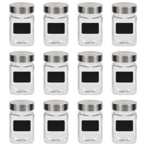 VidaXL Storage Jars with Sticker 12 pcs 300 ml