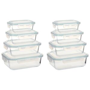 VidaXL Glass Food Storage Containers 8 Pieces